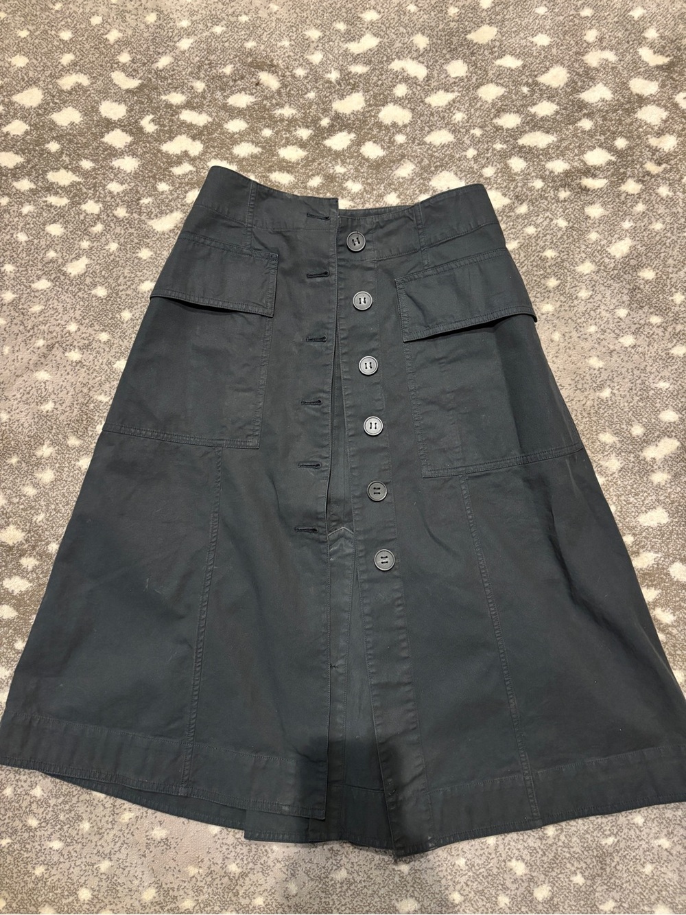 Acne Studios Black Button-Front A-Line Midi Skirt with Utility Flap Pockets